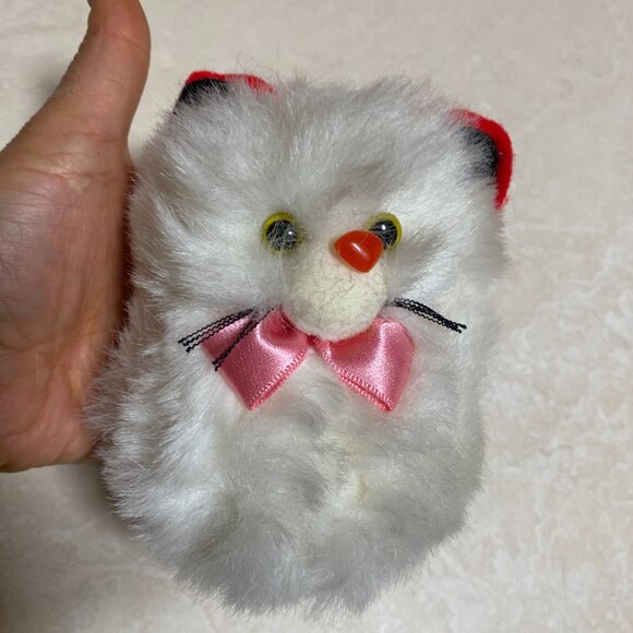 2/$20, Vintage Plush Toy – Adorable White Furry Animal with Clown Nose - Picture 10 of 10